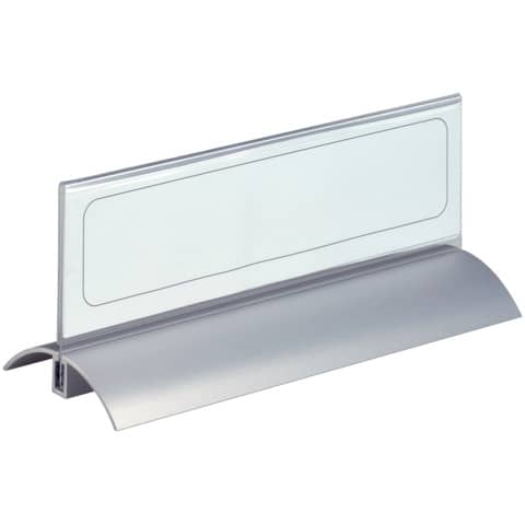 Portanomi da tavolo DURABLE DELUXE argento/trasparente inserto 61x210mm conf. 2 - 820219